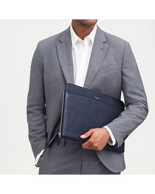 Aspinal Blue City Laptop Leather Folio Case