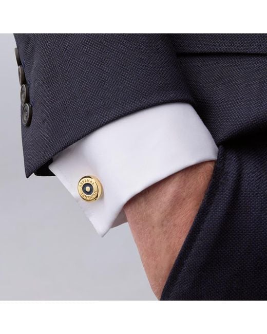 Aspinal Metallic Enamel Button Cufflinks for men