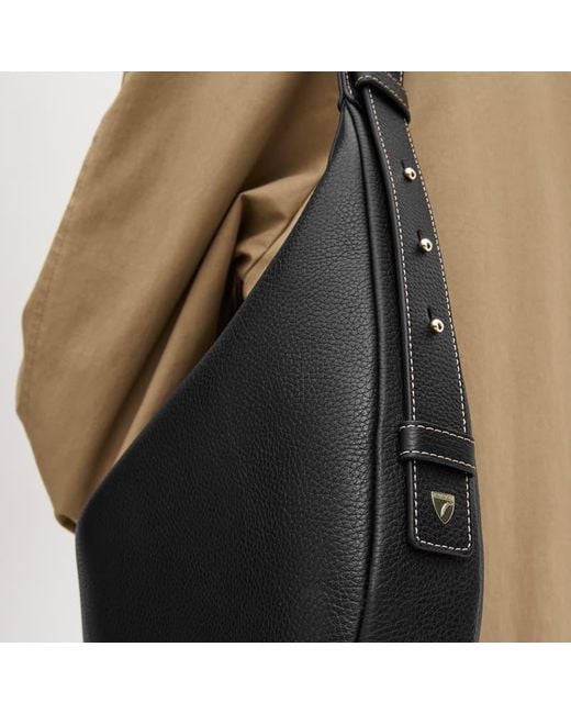 Aspinal Black Hudson Crescent Bag