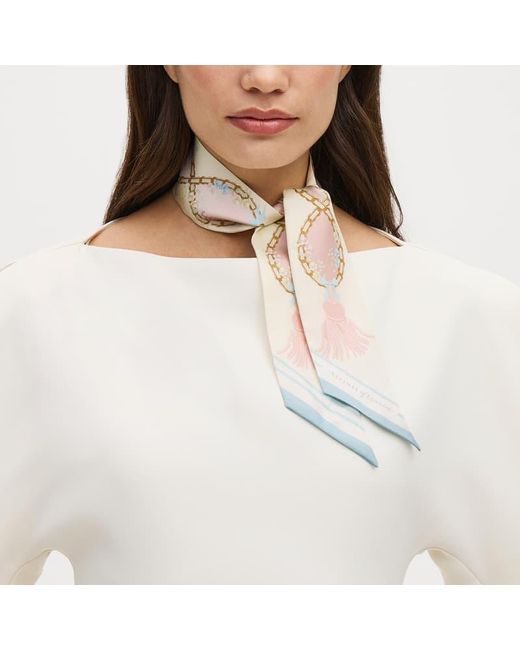 Aspinal Natural Skinny Silk Scarf