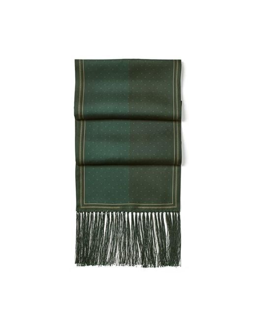 Aspinal Green Pure Silk Tassel Scarf for men