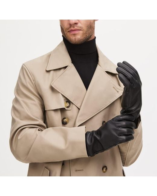 Aspinal Black Weekend Leather Gloves for men