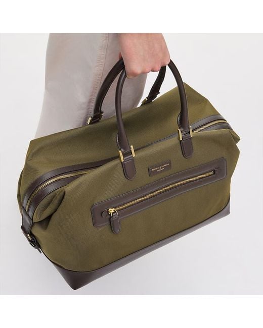 Aspinal Green Weekend Bag for men