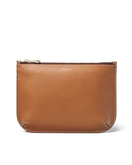 Aspinal Brown Leather Large Ella Pouch