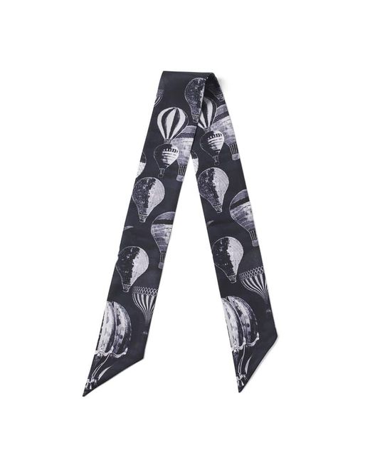 Aspinal Blue Skinny Silk Scarf