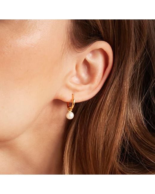 Aspinal Metallic Pearl Huggie Earrings