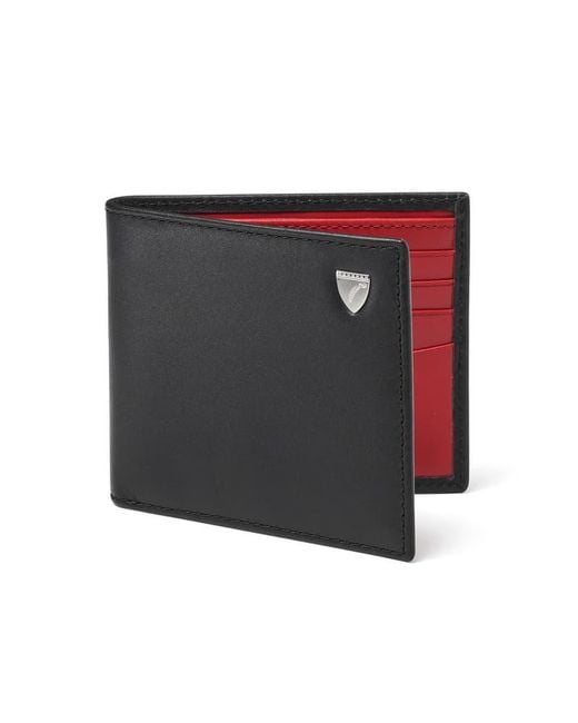 Aspinal Black 8 Card Billfold Wallet for men