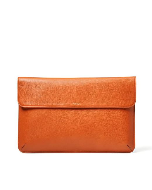 Aspinal Orange Leather Laptop Case