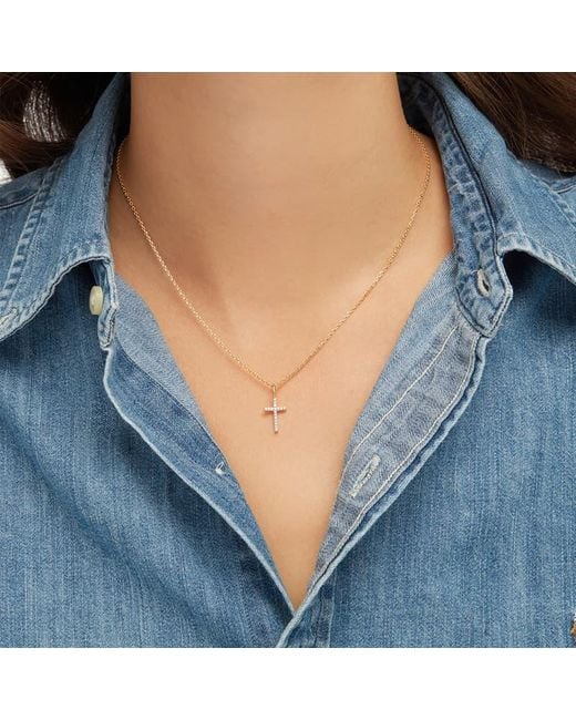 Aspinal Metallic Diamond Cross Pendant Necklace