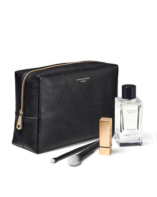Aspinal Black Toiletry Bag