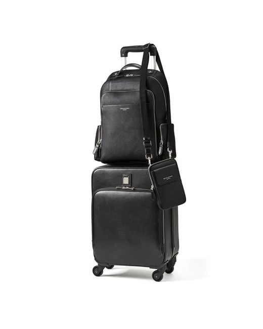 Aspinal Black 3 Piece Flight Collection: Cabin Case, Backpack & Crossbody Bag for men
