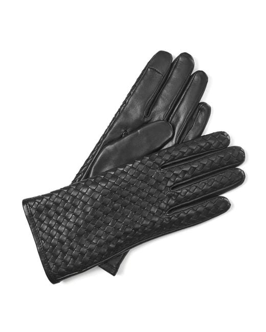 Aspinal Black Nappa Woven Leather Gloves