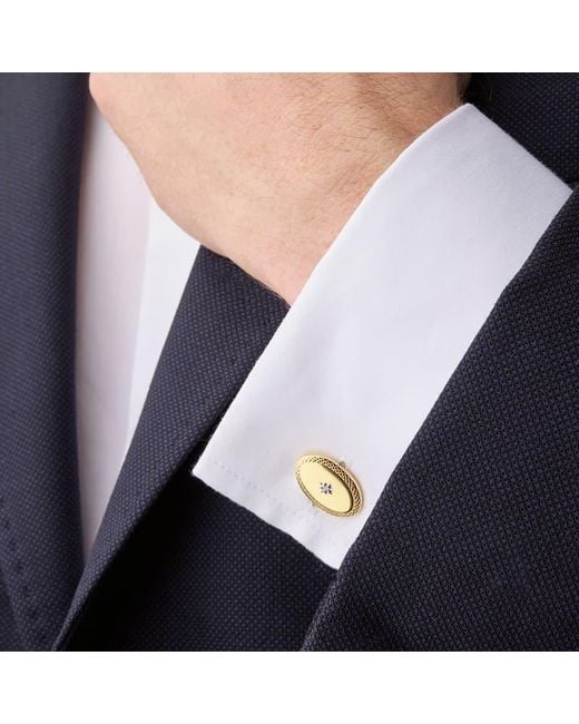 Aspinal Metallic Diamond Faceted Oval Cufflinks for men