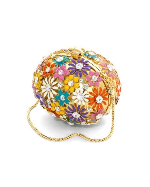 Aspinal Metallic Embellished Floral Egg Clutch