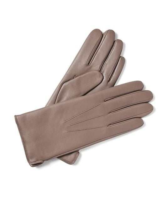 Aspinal Brown Cashmere Lined Leather Gloves