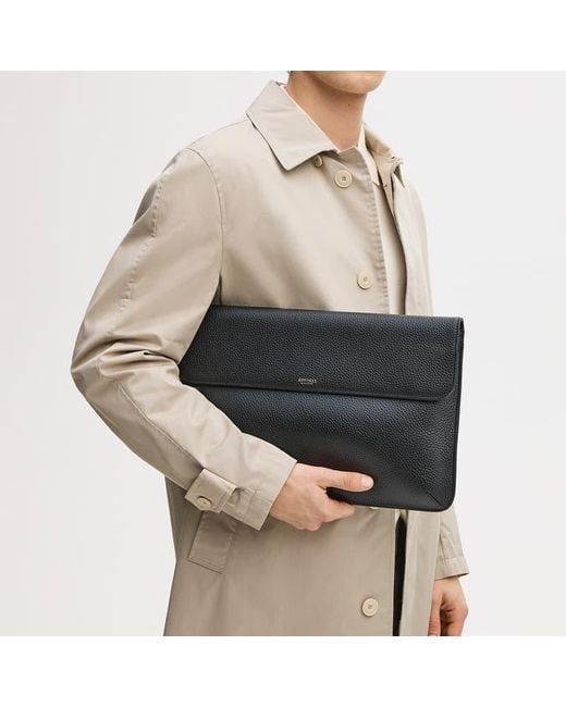 Aspinal Black Leather Laptop Case