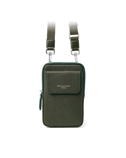 Aspinal Green Reporter Crossbody Phone Bag for men
