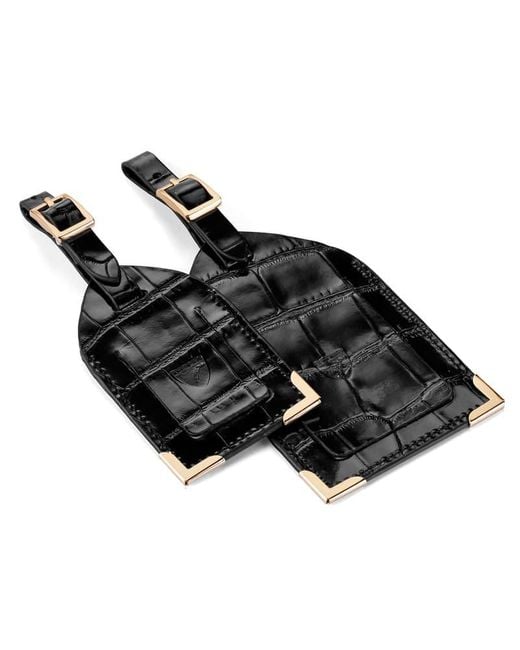Aspinal Black Set Of 2 Luggage Tags