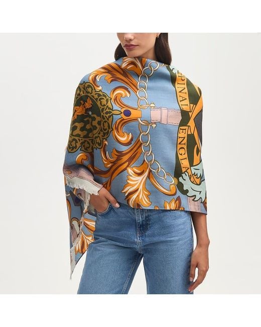 Aspinal Blue Merino & Silk Stole
