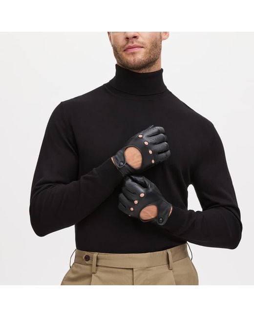Aspinal Black Driving Gloves for men