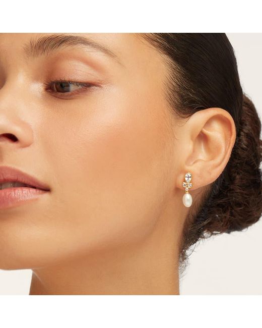 Aspinal Metallic Floral Earrings With Sapphire, Diamond & Pearl