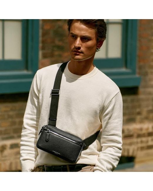 Aspinal Black Reporter Compact Crossbody Bag for men
