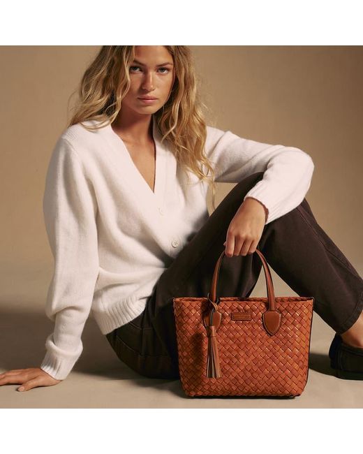 Aspinal Brown Small Island Tote Bag