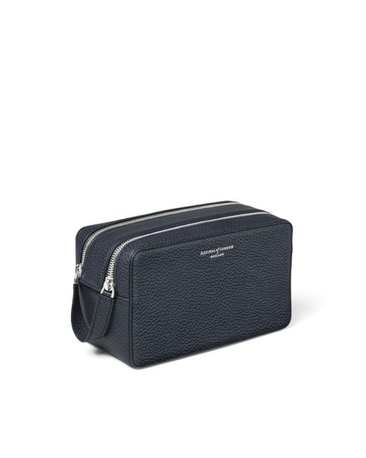 Aspinal Blue Double Zip Mount Street Wash Bag for men