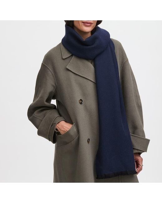 Aspinal Blue Reversible Merino Wool Scarf