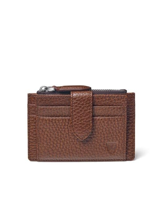 Aspinal Brown Zipped Rfid Card Holder for men