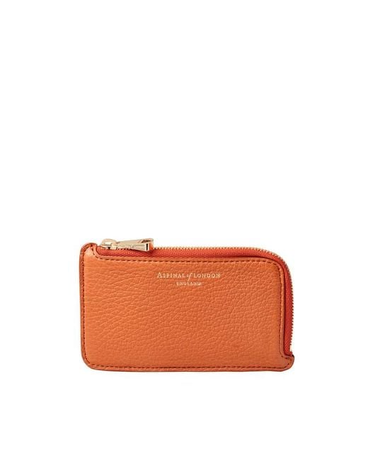 Aspinal Orange Zipped Coin & Card Holder