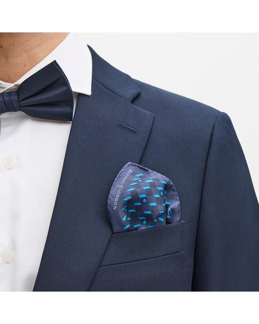Aspinal Blue Pure Silk Pocket Square for men
