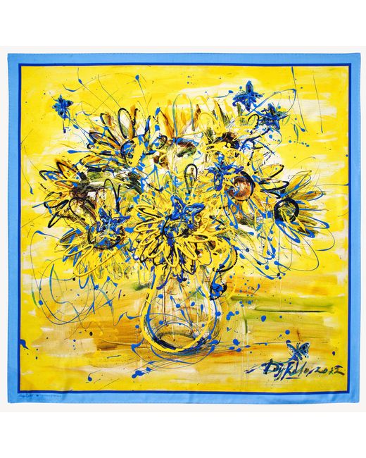 Aspinal Yellow Sunflower & Butterflies Silk Scarf