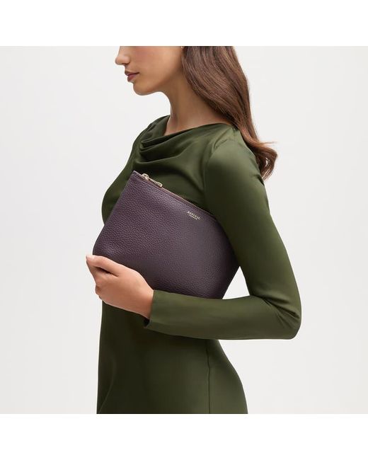 Aspinal Purple Leather Large Ella Pouch