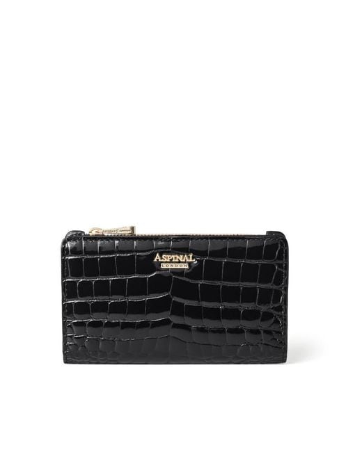 Aspinal Black Mayfair Coin & Card Leather Wallet