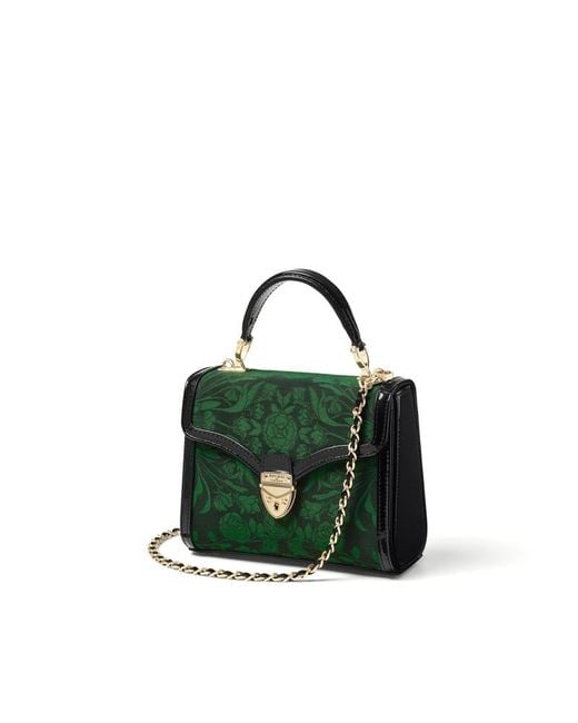 Aspinal Green Mayfair Midi Crocodile Print Bag