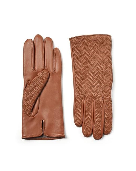Aspinal Brown Woven Leather Gloves