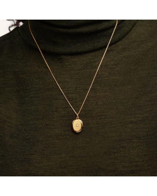 Aspinal Metallic Medaillon-Halskette Mit Ovaler Perle, 18 Karat Vermeil