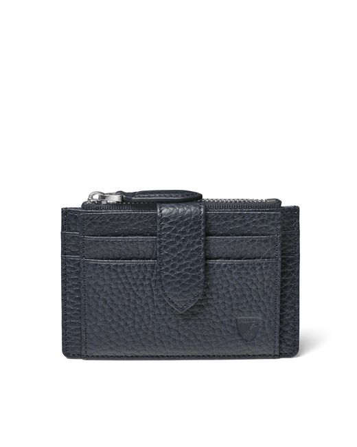 Aspinal Blue Zipped Rfid Card Holder for men