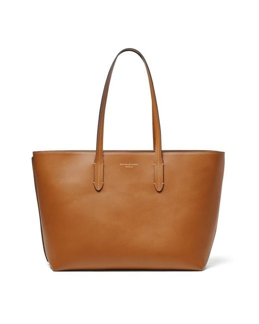 Aspinal Brown Zipped East West Tote Bag