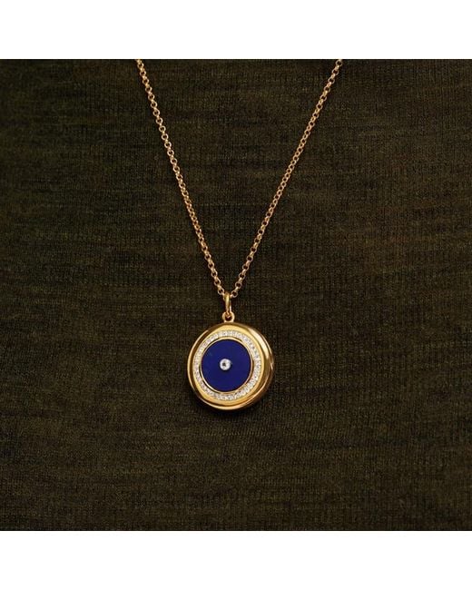 Aspinal Blue Round Locket Necklace