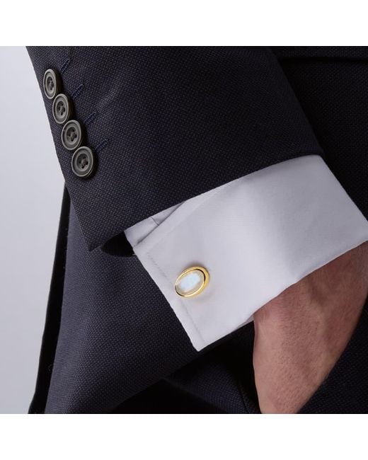 Aspinal Metallic Oval Cufflinks for men