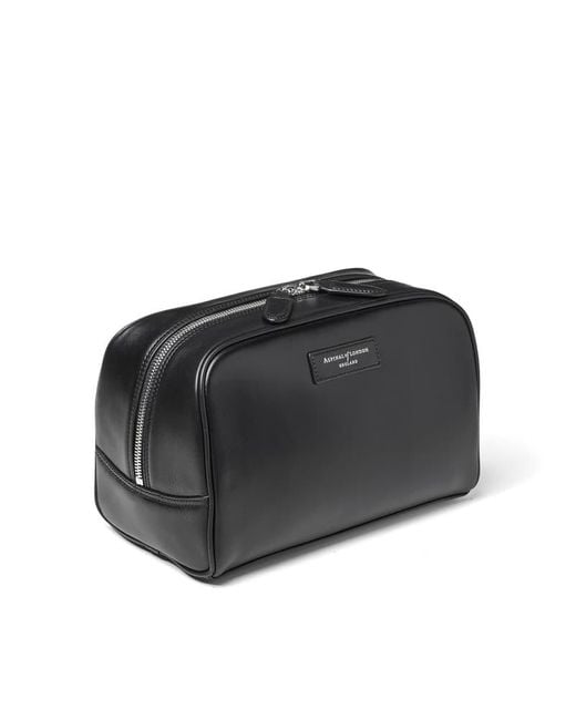 Aspinal Black Harrison Toiletry Bag for men