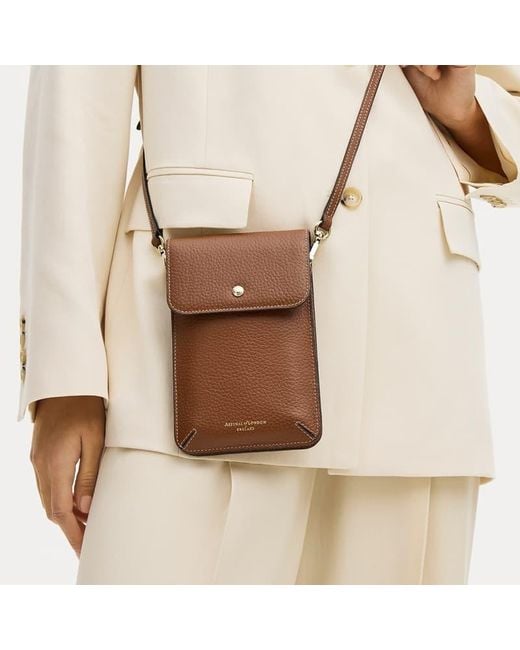 Aspinal Brown Duo Phone Crossbody Pouch