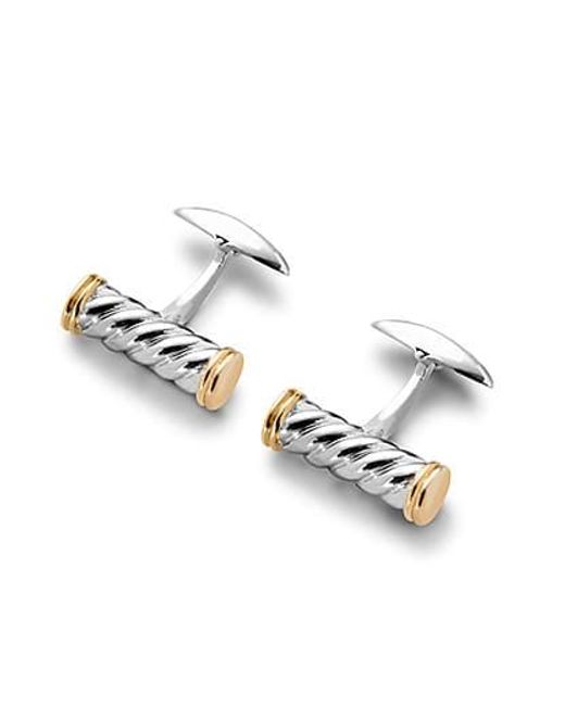 Aspinal Metallic Sterling & Plated Twist Barrel Cufflinks for men
