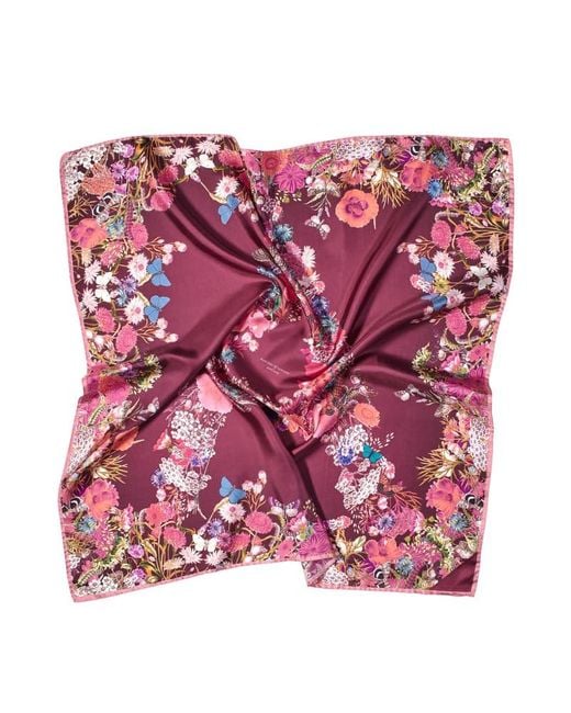 Aspinal Purple Ombre 'A' Floral Silk Scarf