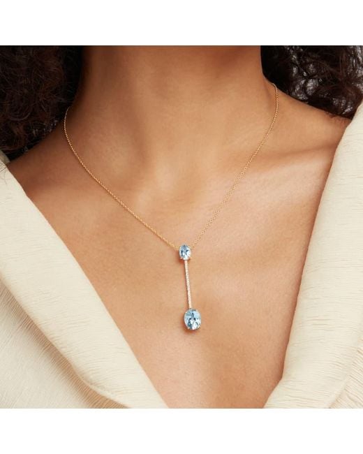 Aspinal Metallic Diamond Straight Drop Necklace