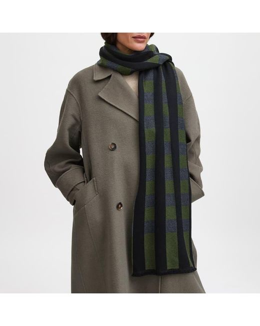 Aspinal Green Exploded Check Wool Scarf