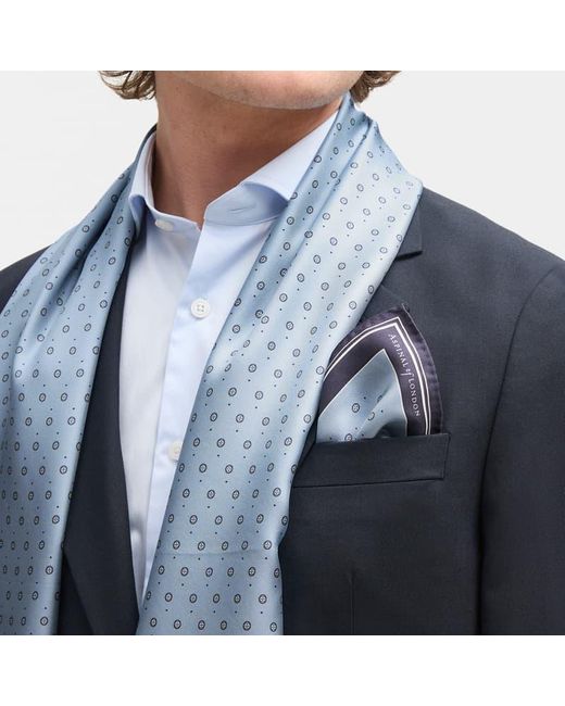 Aspinal Blue Pure Silk Tassel Scarf for men