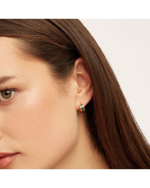 Aspinal Metallic Enamel Huggie Earrings